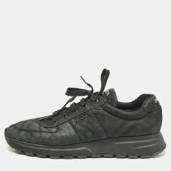 Prada Dark Green Nubuck Leather Lace Up Sneakers Size 45