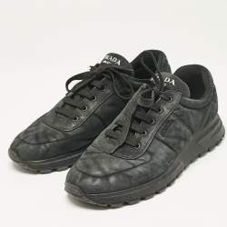 Prada Dark Green Nubuck Leather Lace Up Sneakers Size 45