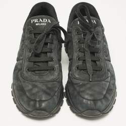 Prada Dark Green Nubuck Leather Lace Up Sneakers Size 45