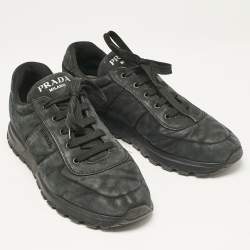 Prada Dark Green Nubuck Leather Lace Up Sneakers Size 45