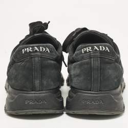 Prada Dark Green Nubuck Leather Lace Up Sneakers Size 45