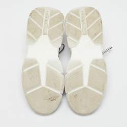 Pre Owned Prada Black/White Knit Fabric Logo Sneakers Size 39