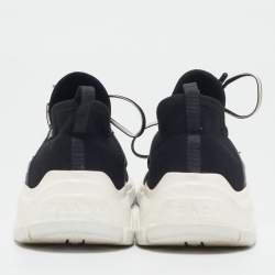 Pre Owned Prada Black/White Knit Fabric Logo Sneakers Size 39