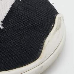 Pre Owned Prada Black/White Knit Fabric Logo Sneakers Size 39
