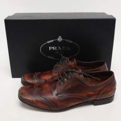 Prada Brown Leather Oxfords Size 40