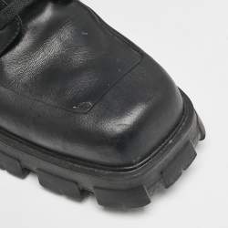 Prada Black Leather Lace Up Combat Boots Size 45