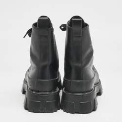 Prada Black Leather Lace Up Combat Boots Size 45