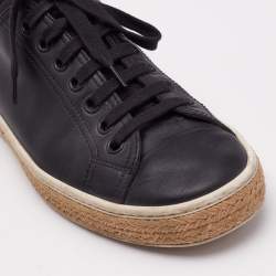 Prada Sport Black Perforated Leather Lace Up Sneakers Size 42.5