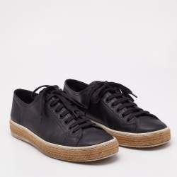 Prada Sport Black Perforated Leather Lace Up Sneakers Size 42.5