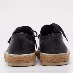 Prada Sport Black Perforated Leather Lace Up Sneakers Size 42.5