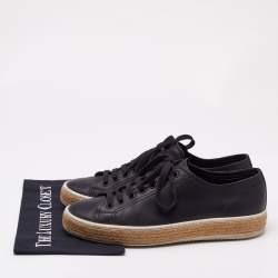 Prada Sport Black Perforated Leather Lace Up Sneakers Size 42.5