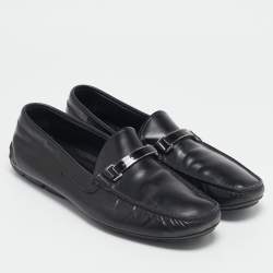 Prada Black Leather Slip On Loafers Size 43
