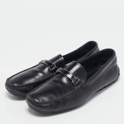 Prada Black Leather Slip On Loafers Size 43