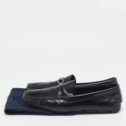 Prada Black Leather Slip On Loafers Size 43
