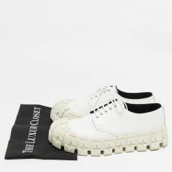 Prada White Brushed Leather Tyre Sole Derby Size 41