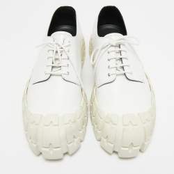 Prada White Brushed Leather Tyre Sole Derby Size 41