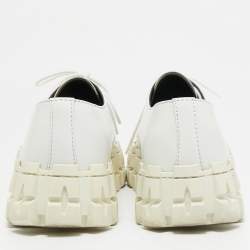 Prada White Brushed Leather Tyre Sole Derby Size 41
