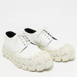 Prada White Brushed Leather Tyre Sole Derby Size 41