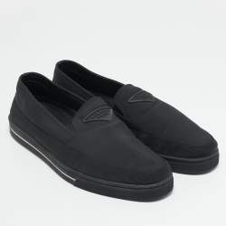 Prada Blue Canvas Slip On Sneakers Size 43.5