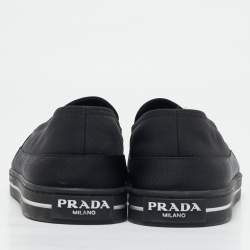 Prada Blue Canvas Slip On Sneakers Size 43.5