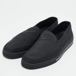 Prada Blue Canvas Slip On Sneakers Size 43.5