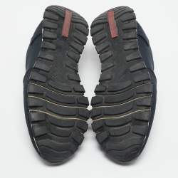 Prada Navy Blue Canvas Low Top Sneakers Size 43