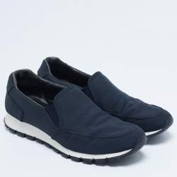 Prada Navy Blue Canvas Low Top Sneakers Size 43