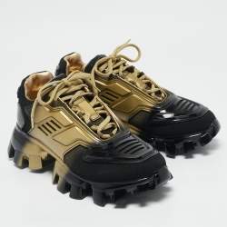 Prada Black/Gold Mesh And Rubber Cloudbust Thunder Low Top Sneakers Size 41