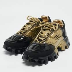 Prada Black/Gold Mesh And Rubber Cloudbust Thunder Low Top Sneakers Size 41