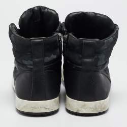 Prada Tricolor Leather And Fabric Camouflage High Top Sneakers Size 44