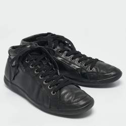 Prada Black Leather High Top Sneakers Size 45