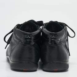 Prada Black Leather High Top Sneakers Size 45