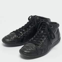 Prada Black Leather High Top Sneakers Size 45