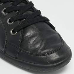 Prada Black Leather High Top Sneakers Size 45