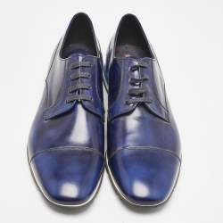 Prada Blue Brushed Leather Derby Size 45