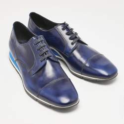 Prada Blue Brushed Leather Derby Size 45