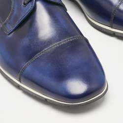 Prada Blue Brushed Leather Derby Size 45