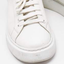 Prada White/Black Leather Macro Low Top Sneakers Size 42