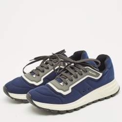 Prada Blue/Grey Nylon and Rubber Low Top Sneakers Size 42