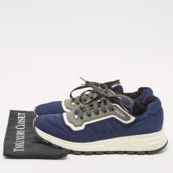 Prada Blue/Grey Nylon and Rubber Low Top Sneakers Size 42