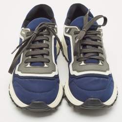 Prada Blue/Grey Nylon and Rubber Low Top Sneakers Size 42