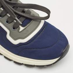 Prada Blue/Grey Nylon and Rubber Low Top Sneakers Size 42