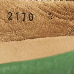 Prada Green Leather Logo Slip On Loafers Size 40