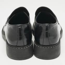 Prada Black Brushed Leather Logo Loafers Size 42