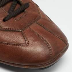 Prada Brown Leather Lace Up Sneakers Size 44