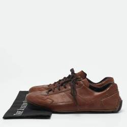 Prada Brown Leather Lace Up Sneakers Size 44