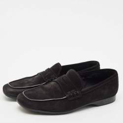 Prada Black Suede Penny Slip On Loafers Size 41