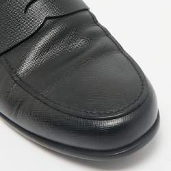 Prada Black Saffiano Leather Slip On Loafers Size 43