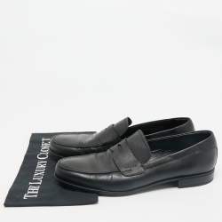 Prada Black Saffiano Leather Slip On Loafers Size 43