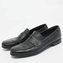 Prada Black Saffiano Leather Slip On Loafers Size 43
